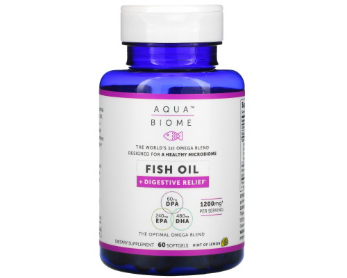 Enzymedica, Aqua Biome, рыбий жир + здоровье кишечника, лимонный вкус, 60 гелевых капсул Enzymedica, Aqua Biome, рыбий жир + здоровье кишечника, лимонный вкус, 60 гелевых капсул