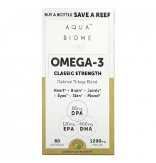 Enzymedica, Aqua Biome, рыбий жир, классическая сила, лимонный вкус, 60 гелевых капсул