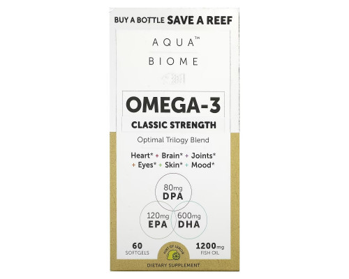 Enzymedica, Aqua Biome, рыбий жир, классическая сила, лимонный вкус, 60 гелевых капсул Enzymedica, Aqua Biome, рыбий жир, классическая сила, лимонный вкус, 60 гелевых капсул