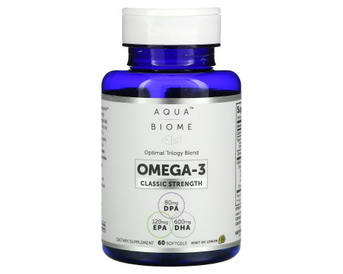 Enzymedica, Aqua Biome, рыбий жир, классическая сила, лимонный вкус, 60 гелевых капсул Enzymedica, Aqua Biome, рыбий жир, классическая сила, лимонный вкус, 60 гелевых капсул