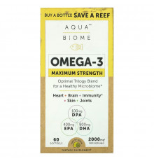 Enzymedica, Aqua Biome, рыбий жир, максимальная сила, лимонный вкус, 60 гелевых капсул