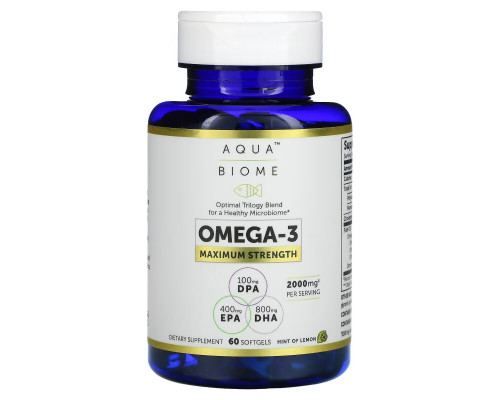 Enzymedica, Aqua Biome, рыбий жир, максимальная сила, лимонный вкус, 60 гелевых капсул Enzymedica, Aqua Biome, рыбий жир, максимальная сила, лимонный вкус, 60 гелевых капсул