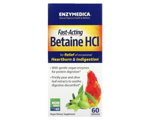 Enzymedica, Fast-Acting Betaine HCI, 60 Capsules Enzymedica, Fast-Acting Betaine HCI, 60 Capsules