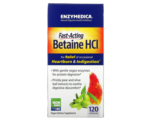 Enzymedica, Бетаин HCL, 120 капсул Enzymedica, Бетаин HCL, 120 капсул