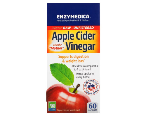 Enzymedica, Яблочный уксус, 60 капсул