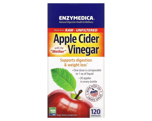 Enzymedica, Apple Cider Vinegar with the Mother, 120 Capsules Enzymedica, Apple Cider Vinegar with the Mother, 120 Capsules