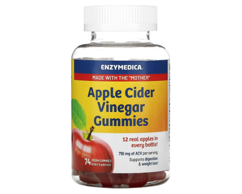 Enzymedica, Apple Cider Vinegar Gummies, 74 Vegan Gummies Enzymedica, Apple Cider Vinegar Gummies, 74 Vegan Gummies