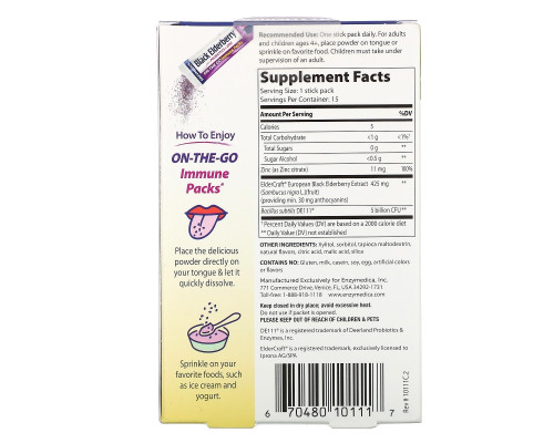 Enzymedica, Black Elderberry plus Probiotics & Zinc, Naturally Flavored, 15 Powder Packs Enzymedica, Black Elderberry plus Probiotics & Zinc, Naturally Flavored, 15 Powder Packs
