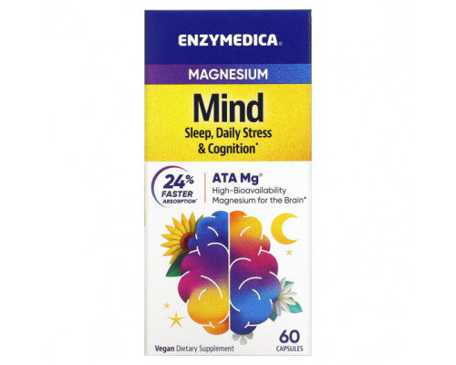 Магний Enzymedica, Магний, для разума, 60 капсул Магний Enzymedica, Магний, для разума, 60 капсул