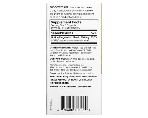 Enzymedica, Magnesium, Motion, 60 Capsules Enzymedica, Magnesium, Motion, 60 Capsules