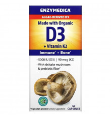 Enzymedica, Organic D3 + Vitamin K2, 60 Capsules