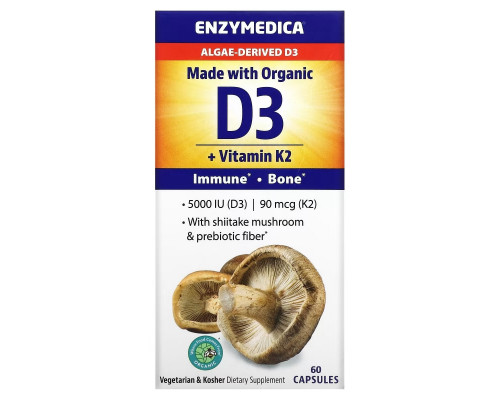 Enzymedica, Organic D3 + Vitamin K2, 60 Capsules Enzymedica, Organic D3 + Vitamin K2, 60 Capsules