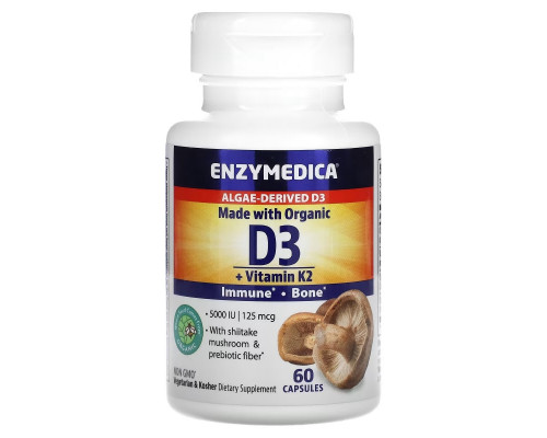 Enzymedica, Organic D3 + Vitamin K2, 60 Capsules Enzymedica, Organic D3 + Vitamin K2, 60 Capsules