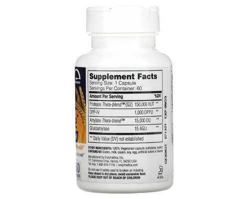 Enzymedica GlutenEase 2X с активным ферментом DPP-IV 60 капсул