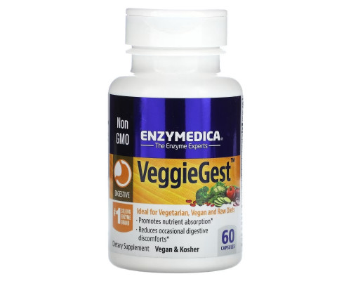 Enzymedica, VeggieGest, 60 капсул Enzymedica, VeggieGest, 60 капсул