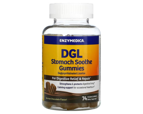 Enzymedica, DGL Stomach Soothe Gummies, German Chocolate, 74 Vegan Gummies Enzymedica, DGL Stomach Soothe Gummies, German Chocolate, 74 Vegan Gummies