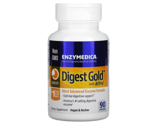Enzymedica, Digest Gold с ATPro, самая передовая ферментная формула, 90 капсул Enzymedica, Digest Gold с ATPro, самая передовая ферментная формула, 90 капсул