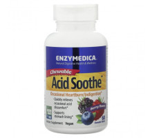 Для пищеварительной системы Enzymedica, Chewable Acid Soothe, ягодное средство, 60 жевательных таблеток