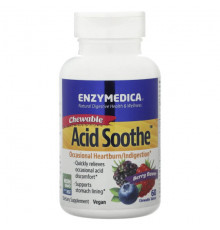 Для пищеварительной системы Enzymedica, Chewable Acid Soothe, ягодное средство, 60 жевательных таблеток