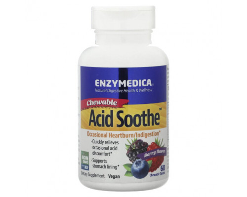 Для пищеварительной системы Enzymedica, Chewable Acid Soothe, ягодное средство, 60 жевательных таблеток Для пищеварительной системы Enzymedica, Chewable Acid Soothe, ягодное средство, 60 жевательных таблеток