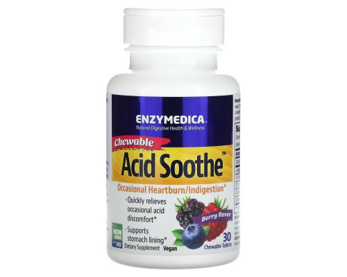 Enzymedica, Chewable Acid Soothe, Berry, 30 Chewable Tablets Enzymedica, Chewable Acid Soothe, Berry, 30 Chewable Tablets