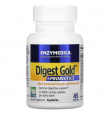 Enzymedica, Digest Gold + пробиотики, 45 капсул