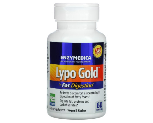 Enzymedica, Lypo Gold, для усвоения жиров, 60 капсул Enzymedica, Lypo Gold, для усвоения жиров, 60 капсул