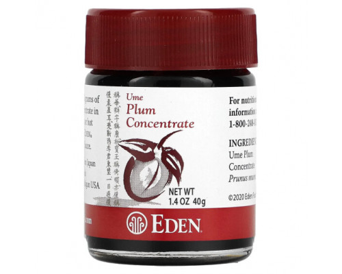 Фрукты и ягоды Eden Foods, Концентрат сливы умэ, 1,4 унции (40 г) Фрукты и ягоды Eden Foods, Концентрат сливы умэ, 1,4 унции (40 г)