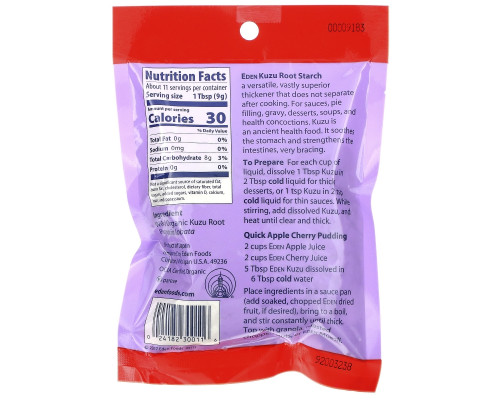 Eden Foods, Органический крахмал из корня кузу, 3,5 унции (100 г) Eden Foods, Органический крахмал из корня кузу, 3,5 унции (100 г)