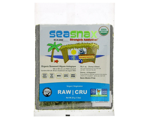 SeaSnax Raw Seaweed 10 sheets - 1 oz (28 g) SeaSnax Raw Seaweed 10 sheets - 1 oz (28 g)