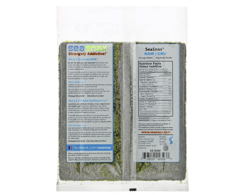 SeaSnax Raw Seaweed 10 sheets - 1 oz (28 g) SeaSnax Raw Seaweed 10 sheets - 1 oz (28 g)