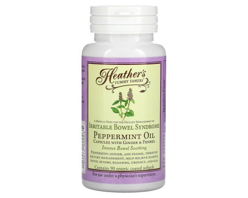 Heather's Tummy Care успокоительное для кишечника с маслом перечной мяты 90 гелевых капсул покрытых оболочкой Heather's Tummy Care успокоительное для кишечника с маслом перечной мяты 90 гелевых капсул покрытых оболочкой