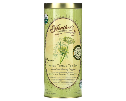 Heather's Tummy Care Чай от живота пакетики с натуральным фенхелем без кофеина 45 пакетиков 8.82 унций (250 г) Heather's Tummy Care Чай от живота пакетики с натуральным фенхелем без кофеина 45 пакетиков 8.82 унций (250 г)