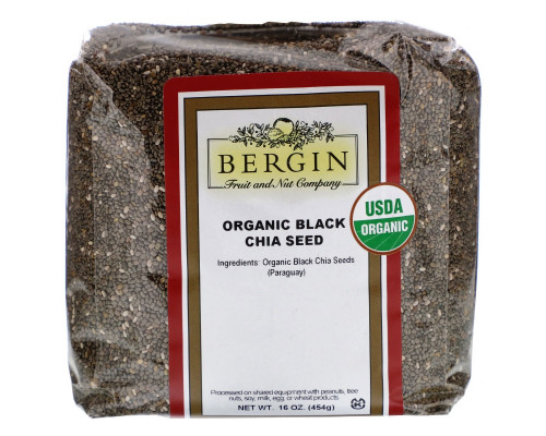 Bergin Fruit and Nut Company, Органические черные семена чиа, 16 унций (454 г) Bergin Fruit and Nut Company, Органические черные семена чиа, 16 унций (454 г)