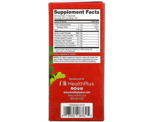 Health Plus, Super Colon Cleanse, 530 мг, 60 капсул Health Plus, Super Colon Cleanse, 530 мг, 60 капсул