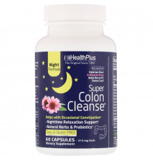 Health Plus, Super Colon Cleanse, средство для ночной очистки кишечника, 90 капсул