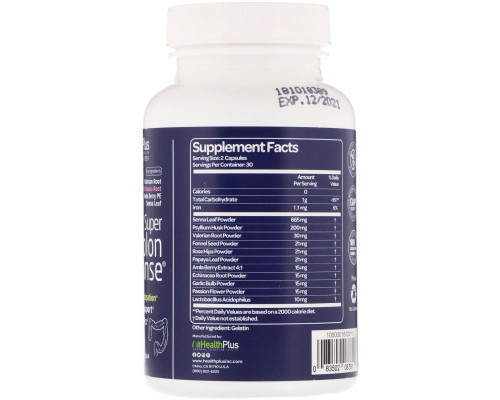 Health Plus, Super Colon Cleanse, средство для ночной очистки кишечника, 90 капсул Health Plus, Super Colon Cleanse, средство для ночной очистки кишечника, 90 капсул