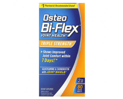 Глюкозамин, Хондроитин, МСМ Osteo Bi-Flex, Глюкозамин и хондроитин с защитой для суставов, тройная сила, 80 таблеток, покрытых оболочкой Глюкозамин, Хондроитин, МСМ Osteo Bi-Flex, Глюкозамин и хондроитин с защитой для суставов, тройная сила, 80 таблеток, покрытых оболочкой