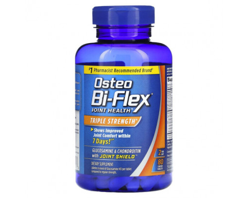 Глюкозамин, Хондроитин, МСМ Osteo Bi-Flex, Глюкозамин и хондроитин с защитой для суставов, тройная сила, 80 таблеток, покрытых оболочкой Глюкозамин, Хондроитин, МСМ Osteo Bi-Flex, Глюкозамин и хондроитин с защитой для суставов, тройная сила, 80 таблеток, покрытых оболочкой