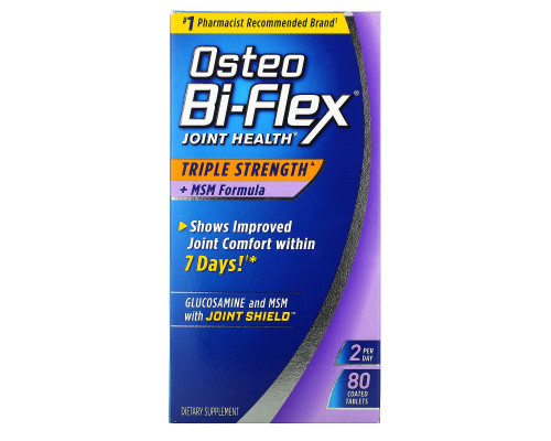Osteo Bi-Flex, Здоровье суставов, тройная сила + формула MSM, 80 таблеток в оболочке Osteo Bi-Flex, Здоровье суставов, тройная сила + формула MSM, 80 таблеток в оболочке