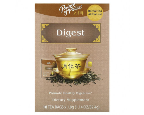 Травяные сборы и чаи Prince of Peace, Herbal Tea, Digest, 18 чайных пакетиков, 32,4 г (1,14 унции) Травяные сборы и чаи Prince of Peace, Herbal Tea, Digest, 18 чайных пакетиков, 32,4 г (1,14 унции)
