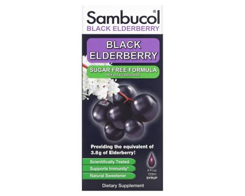 Sambucol, Black Elderberry, Sugar Free Formula Syrup, 4 fl oz (120 ml) Sambucol, Black Elderberry, Sugar Free Formula Syrup, 4 fl oz (120 ml)