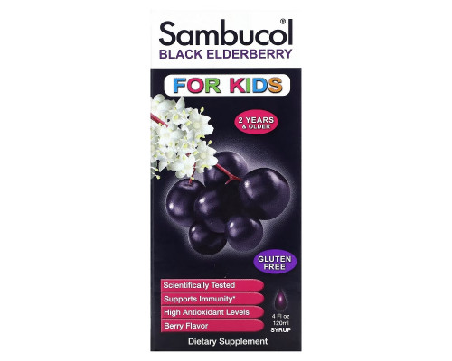 Sambucol, Black Elderberry Syrup, For Kids, Berry, 4 fl oz (120 ml) Sambucol, Black Elderberry Syrup, For Kids, Berry, 4 fl oz (120 ml)