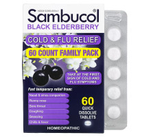 Sambucol, Black Elderberry, Cold & Flu Relief, Family Pack, 60 Quick Dissolve Tablets