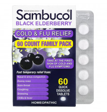 Sambucol, Black Elderberry, Cold & Flu Relief, Family Pack, 60 Quick Dissolve Tablets