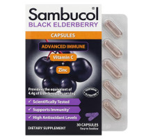 Sambucol, капсулы черной бузины с комплексом Advanced Immune, витамином C и цинком, 30 капсул