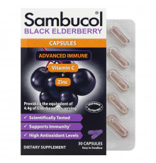 Sambucol, капсулы черной бузины с комплексом Advanced Immune, витамином C и цинком, 30 капсул