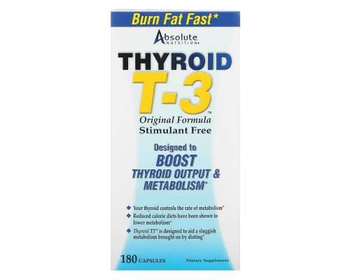 Absolute Nutrition Thyroid T-3 Original Formula 180 Capsules Absolute Nutrition Thyroid T-3 Original Formula 180 Capsules