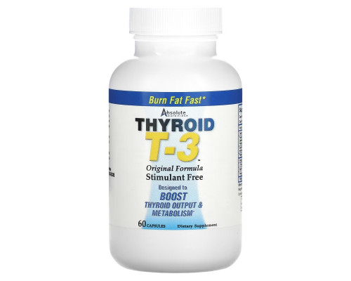 Absolute Nutrition Thyroid T-3 Original Formula 2 Bottles 60 Capsules Each Absolute Nutrition Thyroid T-3 Original Formula 2 Bottles 60 Capsules Each