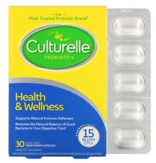 Culturelle, Health & Wellness, поддержка иммунитета, 30 вегетарианских капсул для приема один раз в день